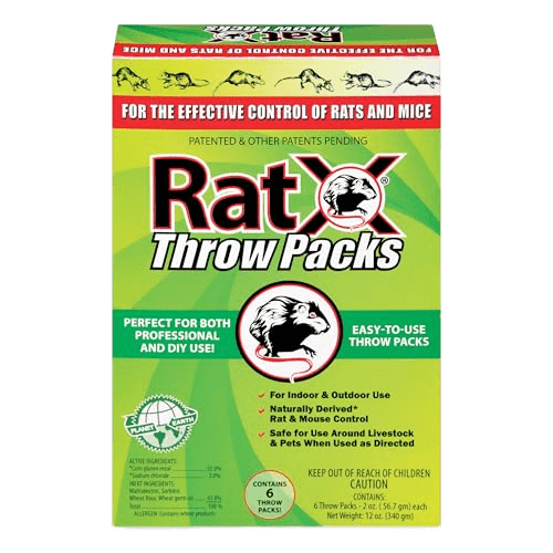 RatX Throw Packs- for All Species of Rats and Mice Safe Around Pets